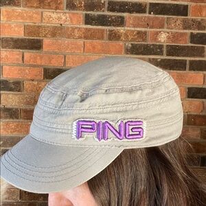 Ping Gray Cap with Purple Logo